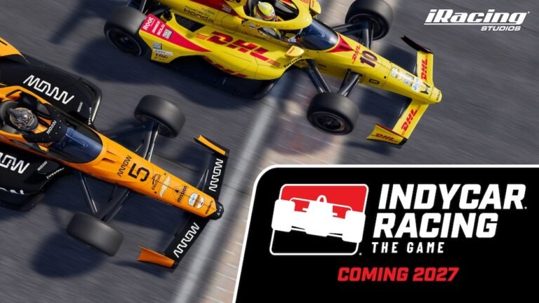 INDYCAR Racing The Game release date announcement key art – early 2027 for PS5, Xbox, and PC